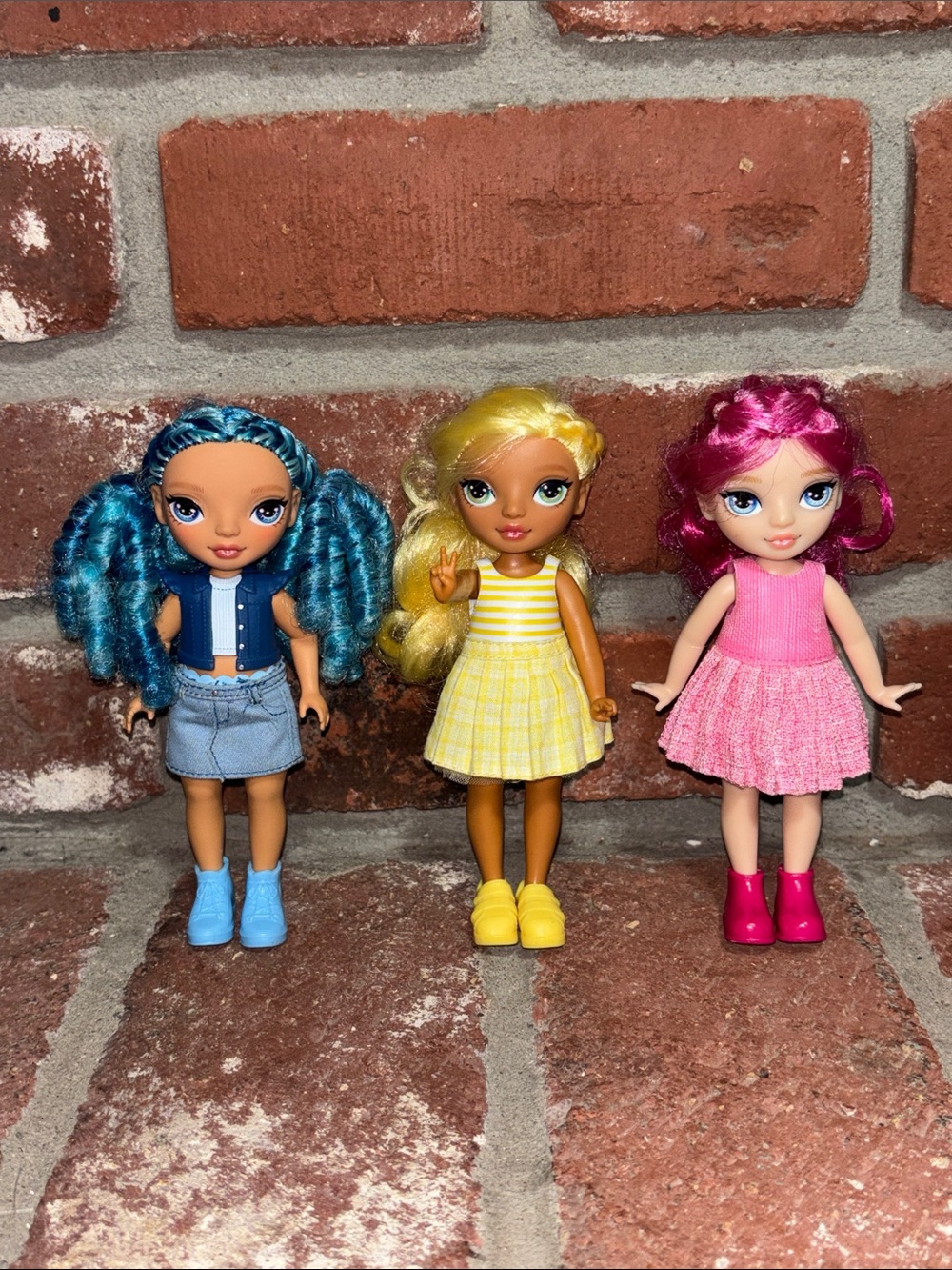 Colorful Fashion Dolls Trio – Blue, Yellow & Pink Playset